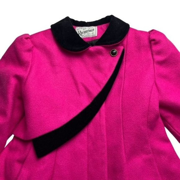 Vintage Rothschild Raspberry Pink Wool Dress Coat Size 6 Years Made in USA - Picture 3 of 9